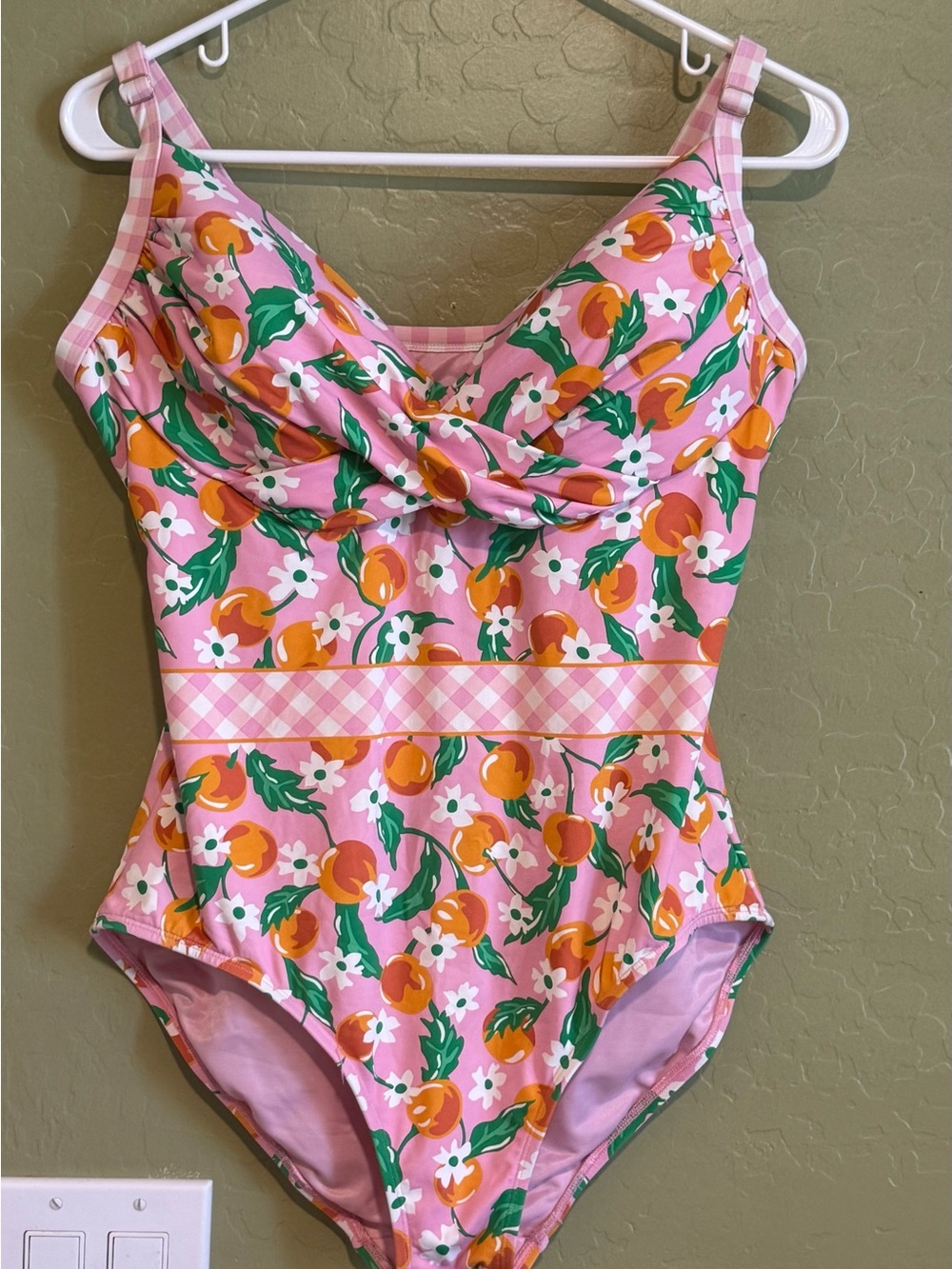 Lands' End Draper James Pink and Orange Floral One-Piece Swimsuit